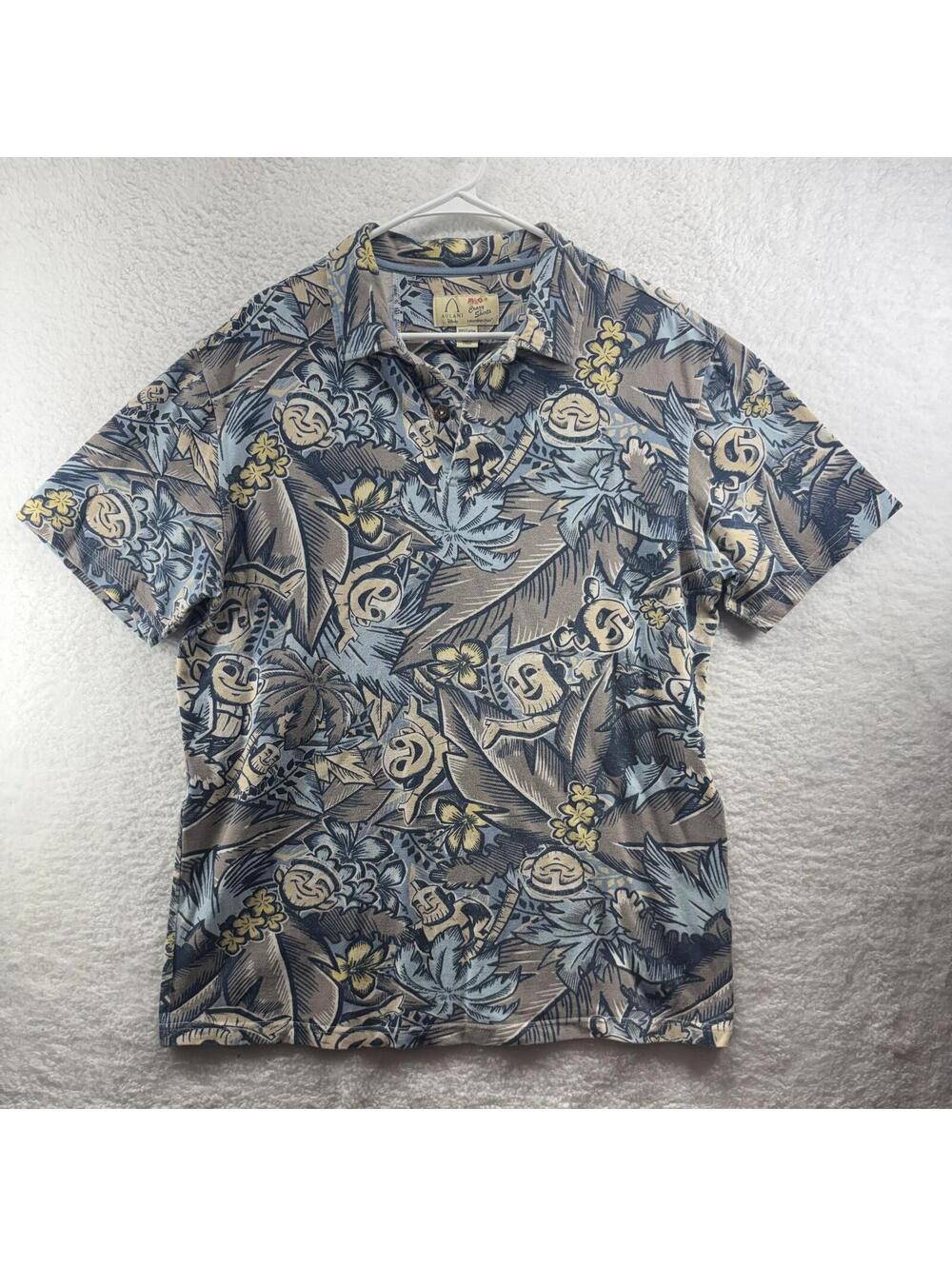 Vintage Crazy Shirts x Aulani Disney Polo AOP Hawaiian Tiki Resort Mens Medium